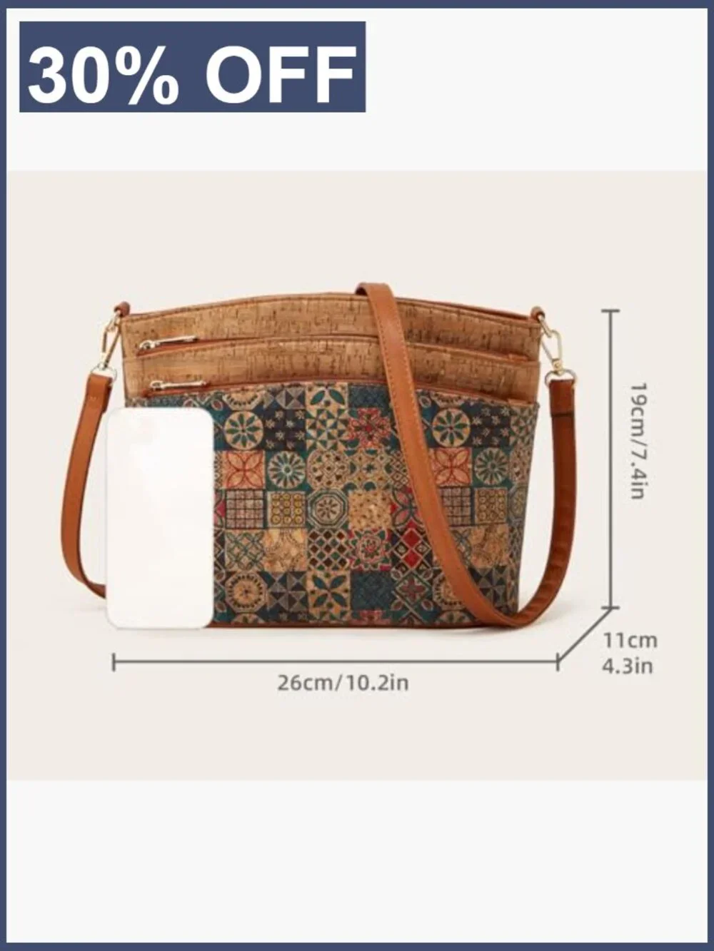 Bohemian Cork Crossbody Hobo Satchel Bag for Women Vintage Shoulder Purse